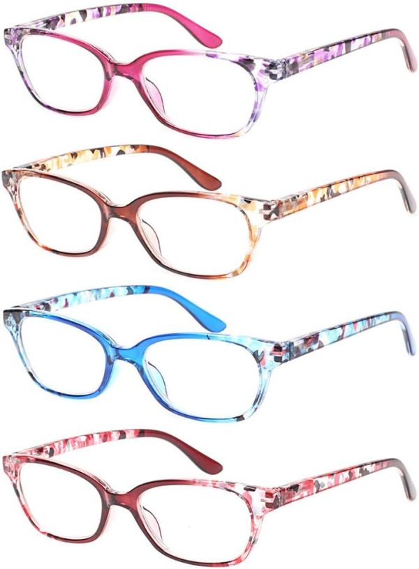 4 Pack Ladies Reading Glasses Spring Hinges Patter