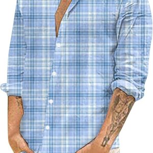 Men's Fashion Plaid Printing Shirt Designer Spring