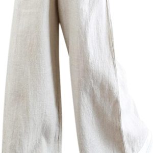 Kingtowag Women Summer High Waisted Cotton Palazzo