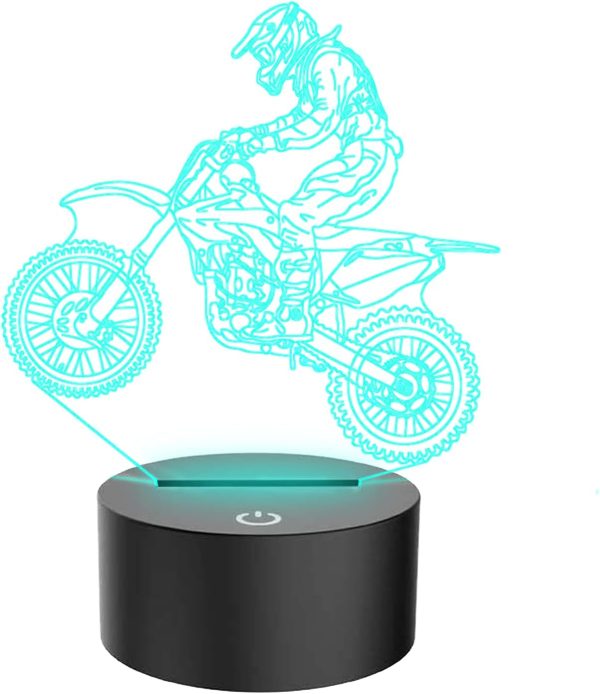 Novelty 3D Illusion Lamps MTB Motocross Bike LED N