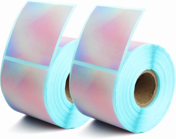 2"x2"Square Direct Thermal Label Stickers, Rainbow