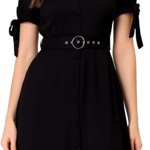 Allegra K Women's Business Casual Shirt Dress Shor