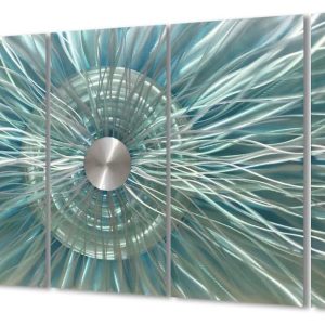 RICHSPACE ARTS Aqua Teal and Silver Sculpture Deco