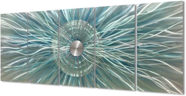 RICHSPACE ARTS Aqua Teal and Silver Sculpture Deco