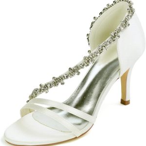 Women's Toe Criss-Cross Rhinestones Platform Pumps