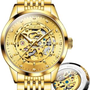 OLEVS Men's Automatic Watch, Luxury Skeleton Large