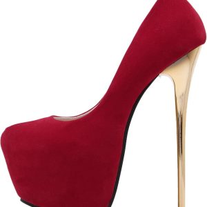 Gold Heels Pump Shoe for Women Stiletto Platform A