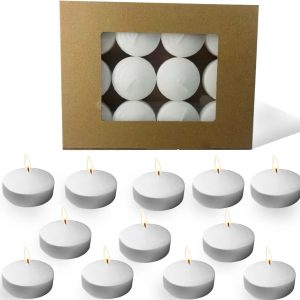 BAHROSA White Floating Candles 2.5 Inches Pack of