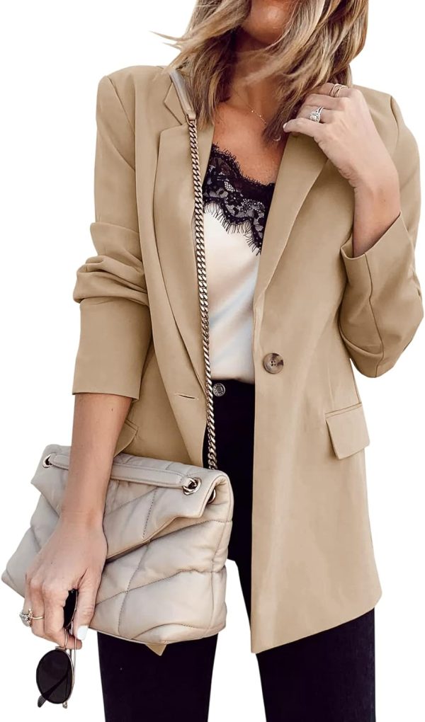 Ivay Womens Casual Blazers Lightweight Open Front