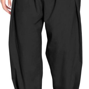 uSecee Mens Cotton Linen Harem Pants Drawstring El