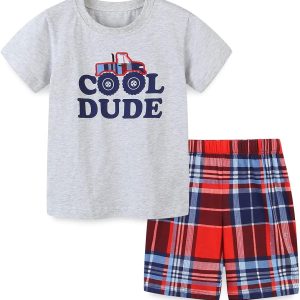 FunnyPaja Boys Summer Short Sets Outfits Shark Din