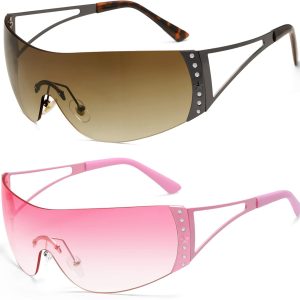 Allarallvr Oversized Wrap Around Sunglasses for Wo