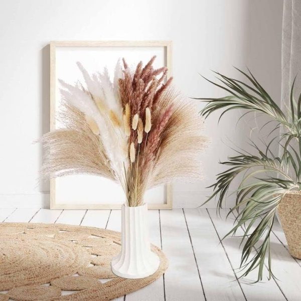 80Pcs Natural Dried Pampas Grass, Boho Home Decor