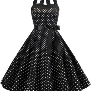 Vintage Women 1950s Rockabilly Swing Dress Pinup 5