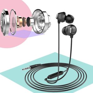 hudiemm0B Wired Earphone, Dual Moving Coil 3.5mm i