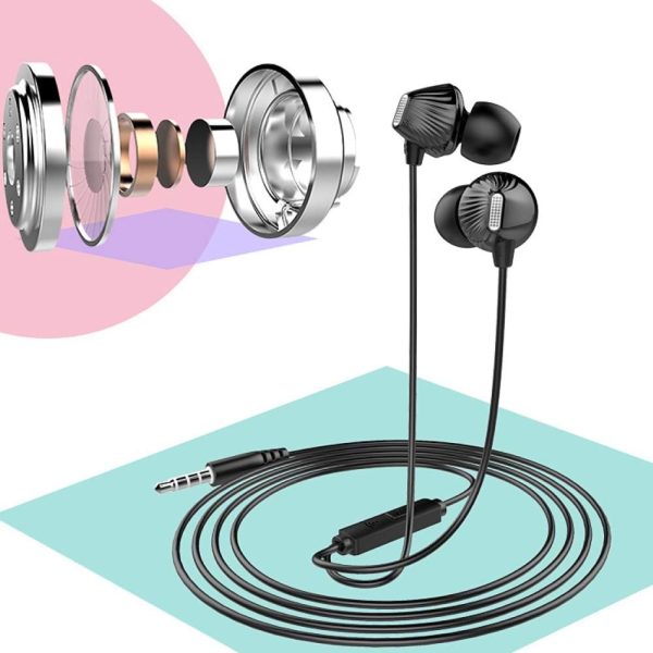 hudiemm0B Wired Earphone, Dual Moving Coil 3.5mm i