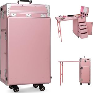 Icoget Portable Rolling Manicure Table Foldable Tr