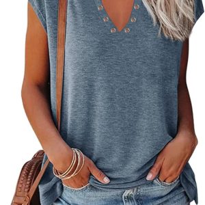 ETCYY NEW Womens Cap Sleeve Tank Tops Casual T-Shi