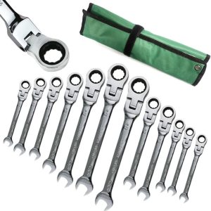 SDFGH Metric 6-22mm Flex-Head Ratcheting Wrench Se