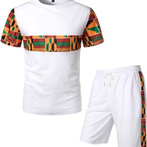 LucMatton Men's African Pattern Printed T-Shirt an