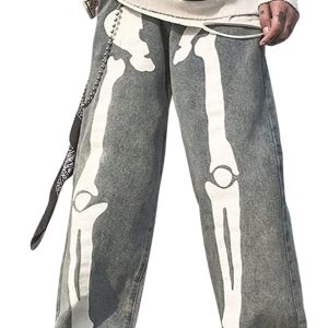 Hulpvktsgiq Men's Casual High Waisted Wide Leg Bag