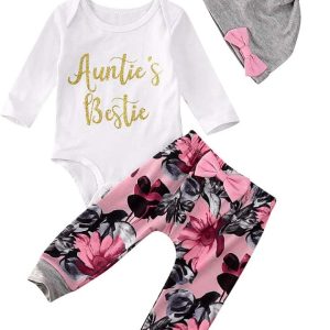 MAINESAKA Newborn Baby Girls 3pcs Outfit Set Aunti