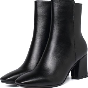 Caradise Womens High Chunky Heeled Boots Zip Up Sq