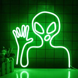 Green Alien Neon Signs Hello Alien Neon Light Cool