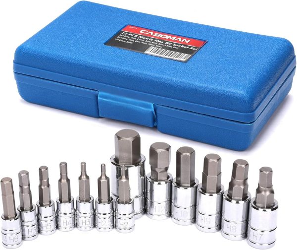 CASOMAN 13 Piece Hex Bit Socket Set, S2 Steel Bit