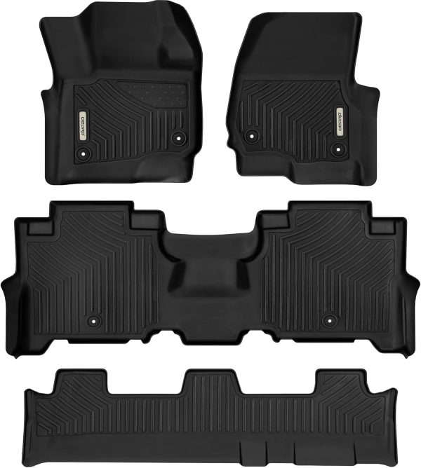OEDRO Floor Mats 3 Row Liner Set Black Compatible