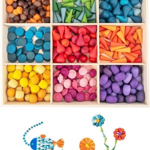 WEBEEDY 324 Pcs Wooden Loose Parts, Wooden Mandala