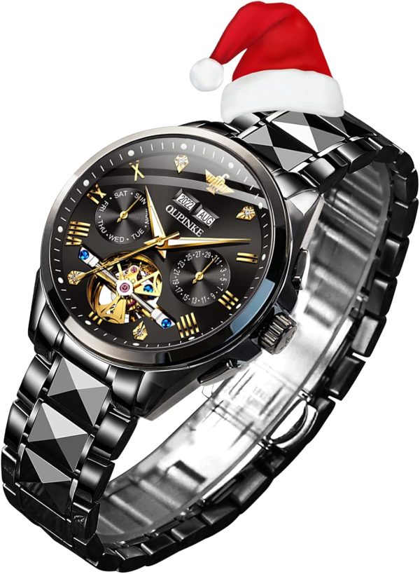 OUPINKE Men's Watch Automatic 44mm Big Dial Tungst