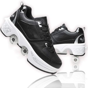 Double-Row Deform Wheel Automatic Walking Shoes In