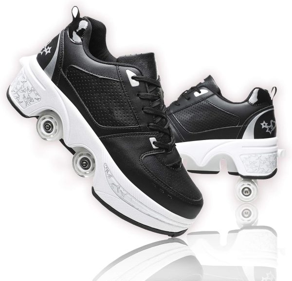 Double-Row Deform Wheel Automatic Walking Shoes In