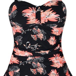 Hilor Women's 50's Retro Ruched Tankini Swimsuit T