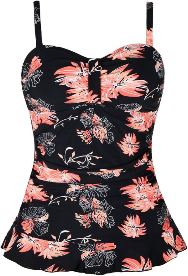 Hilor Women's 50's Retro Ruched Tankini Swimsuit T