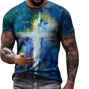 T-Shirt for Men 3D Cat Print Summer T Shirt Mens F
