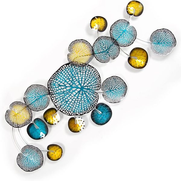 HONCOEN Metal Wall Sculpture Decor Painted Lotus L