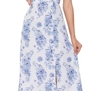 SOLY HUX Womens Floral Midi Dress Square Neck Summ