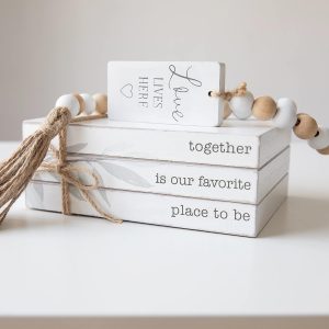 GENMOUS 4pcs White Decorative Books Set For Home D