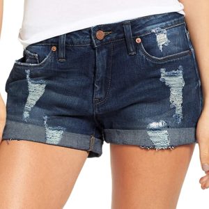 LookbookStore Women's High Waisted Rolled Hem Dist