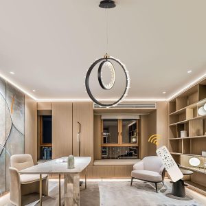 Oninio Dimmable Modern LED Chandelier,2 Rings 50W