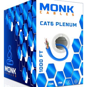 MONK CABLES CAT6 Plenum (CMP) 1000ft Ethernet Ca