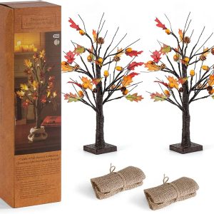 Monsense 2 Pack 24 Inch Lighted Oak Maple Tree Fal