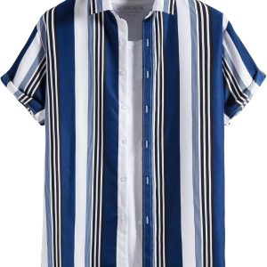 SheIn Men's Striped Button Up Shirts Short Sleeve
