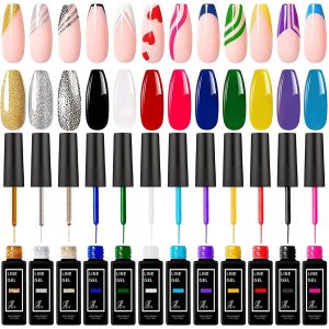 PASNOWFU Painted Gel Nail Polish Set, 12 Colors Li