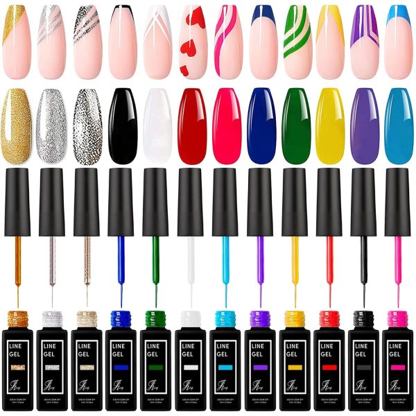 PASNOWFU Painted Gel Nail Polish Set, 12 Colors Li