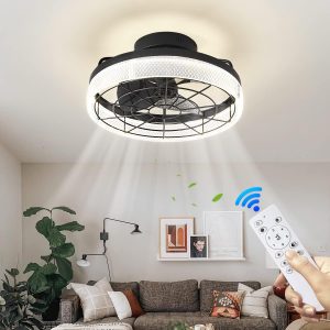 YUZEAL Low Profile Ceiling Fans with Lights Modern