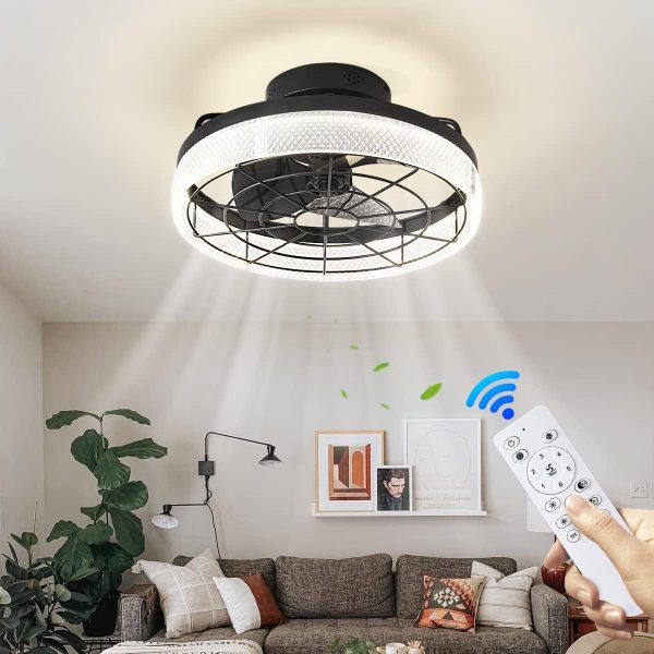 YUZEAL Low Profile Ceiling Fans with Lights Modern