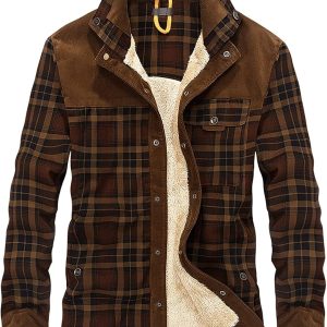 Gnveub Men's Camp Casual Fleece Sherpa Lined Shirt